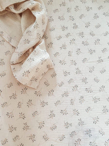 Organic Cotton Vintage Scandi Floral Crinkled Baby Swaddle made form 100% GOTS organic cotton and is non-toxic.